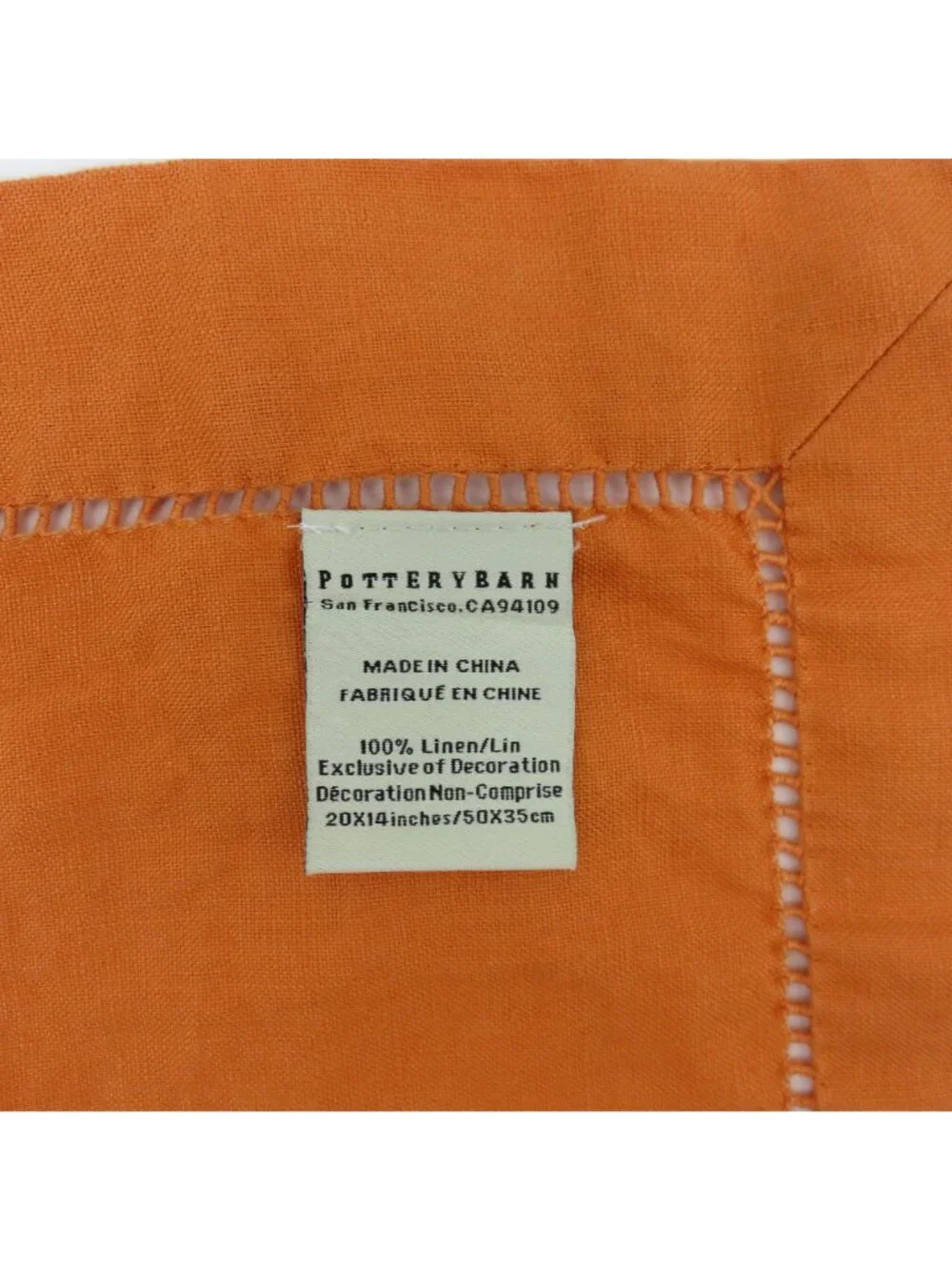 Pottery Barn Set of 4 Solid Orange All Linen Rectangle Placemat Table Linens